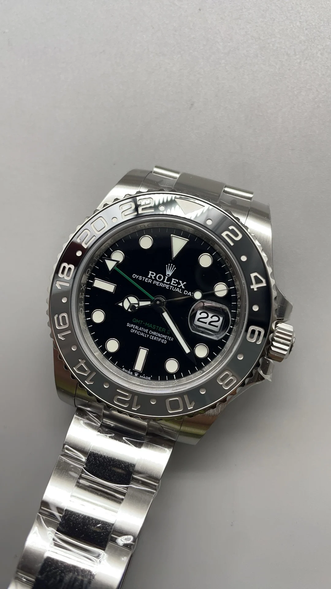 Rolex GMT-Master II Meteorite — photographed off the sweep