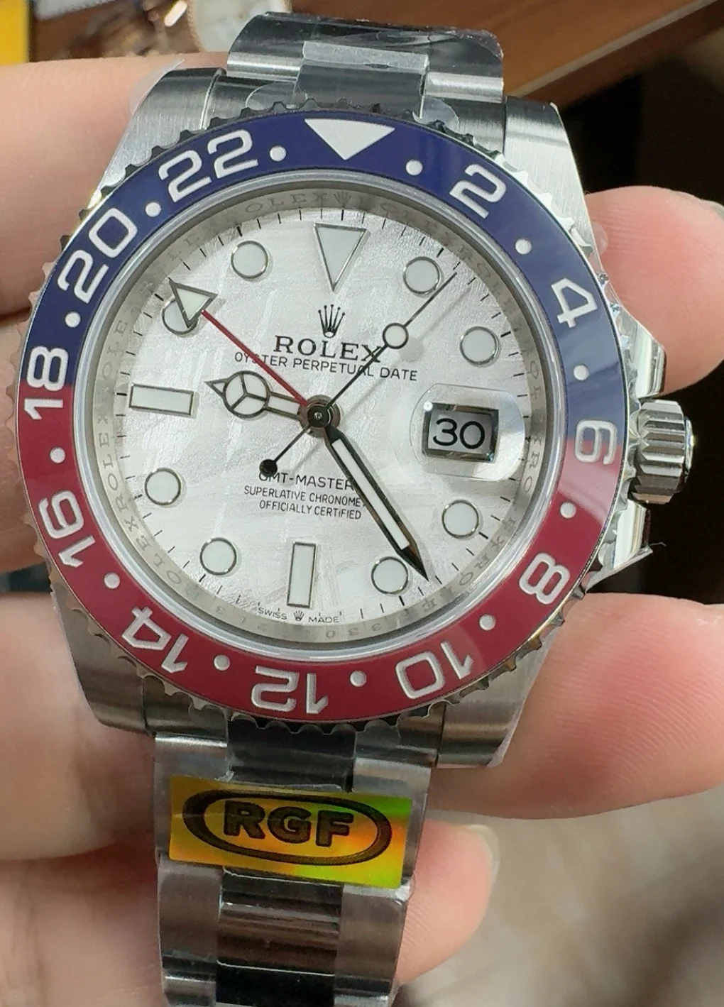 Rolex GMT-Master II Pepsi — photographed off the sweep