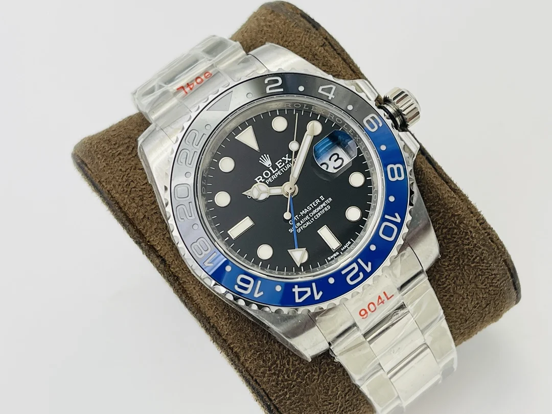 Rolex GMT-Master II White Gold Blue Dial 126710 40mm — photographed off the sweep