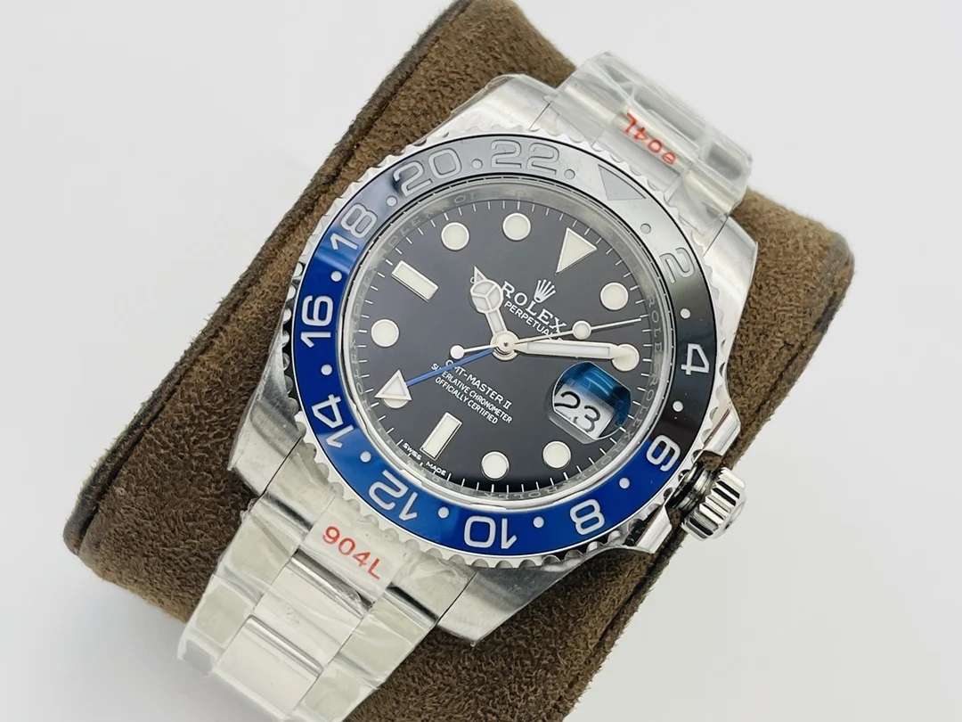 Rolex GMT-Master II White Gold Blue Dial 126710 40mm — photographed off the sweep
