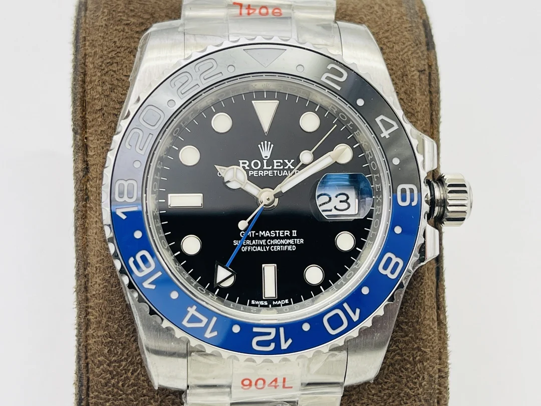 Rolex GMT-Master II White Gold Blue Dial 126710 40mm — photographed off the sweep