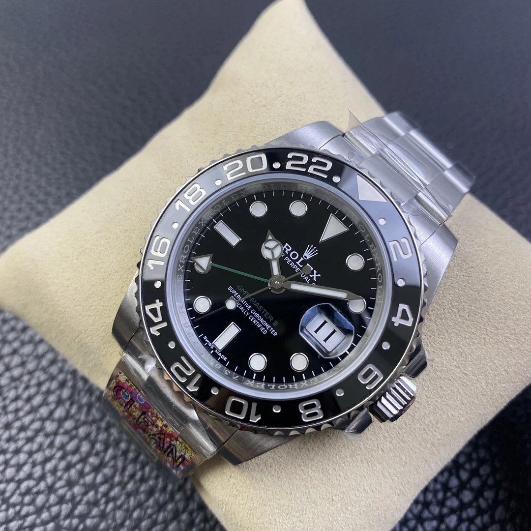 Rolex GMT-Master Steel Black Dial — photographed off the sweep
