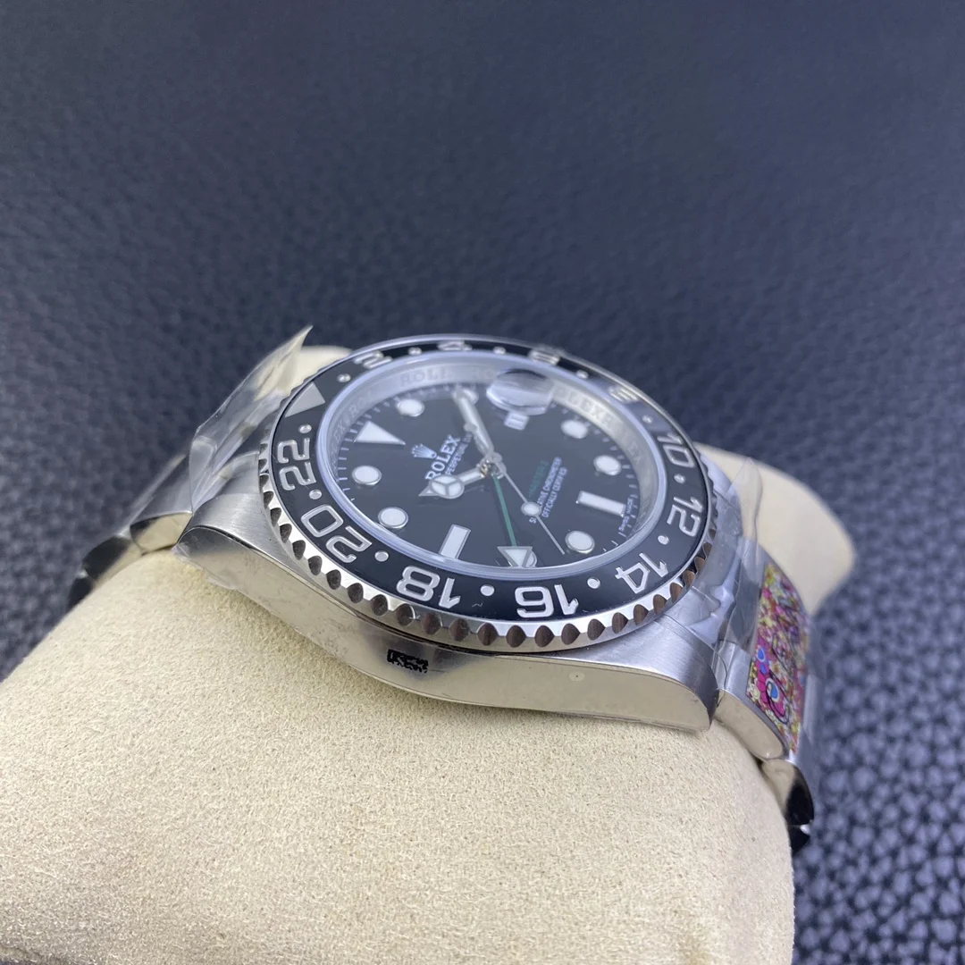 Rolex GMT-Master Steel Black Dial — photographed off the sweep