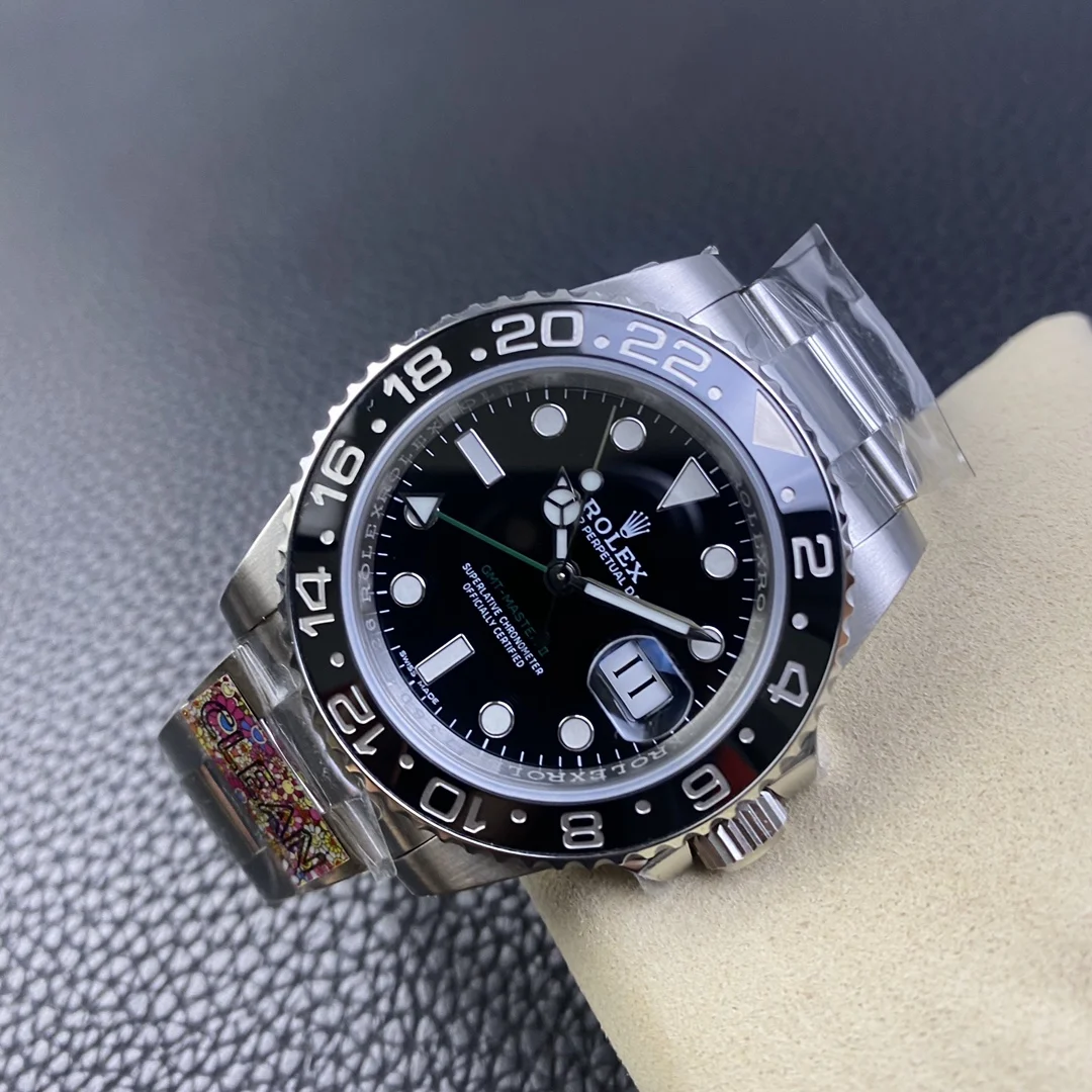 Rolex GMT-Master Steel Black Dial — photographed off the sweep