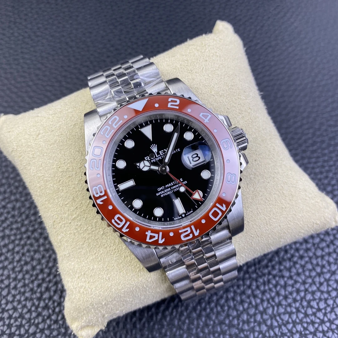 Rolex GMT-Master Steel Red Dial — photographed off the sweep