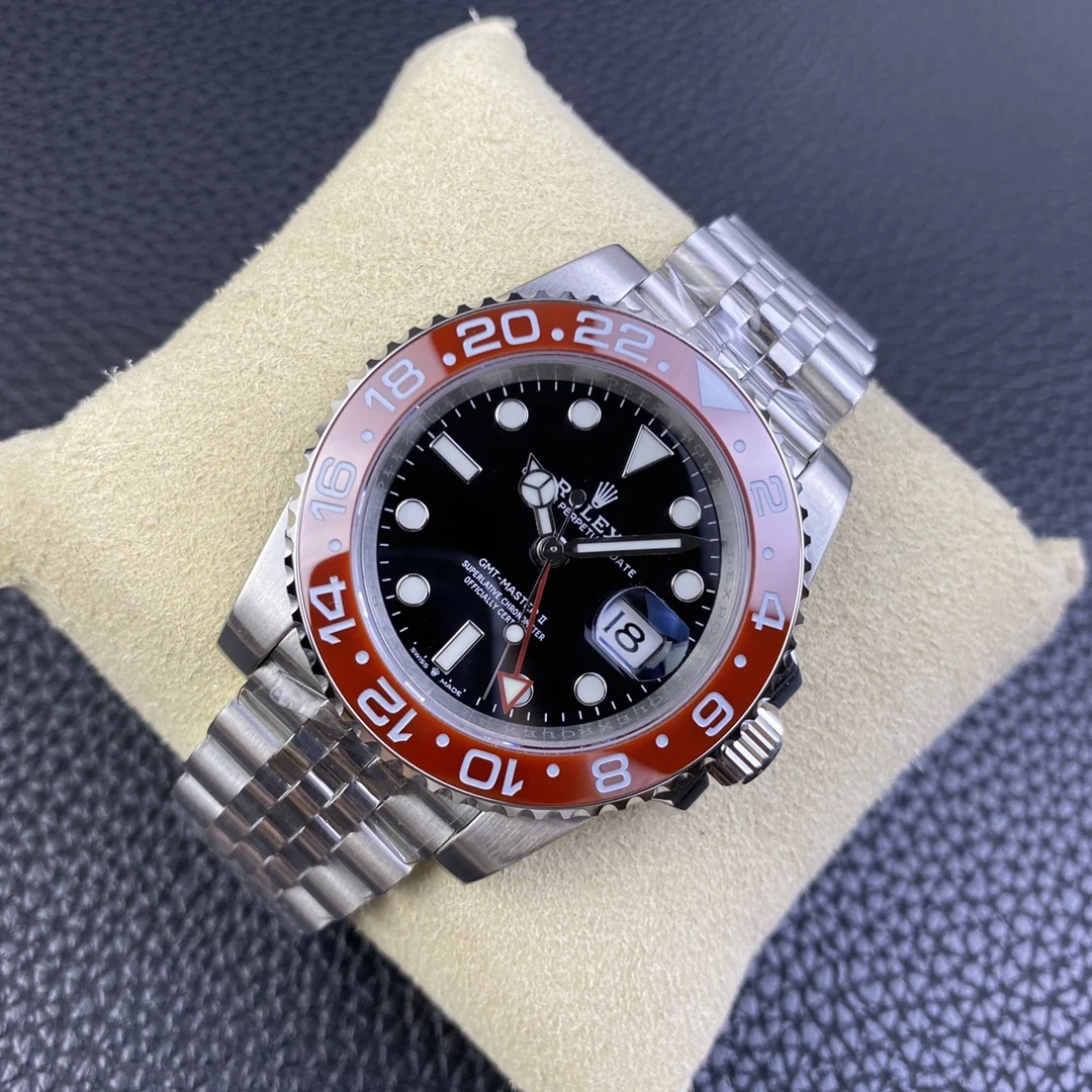 Rolex GMT-Master Steel Red Dial — photographed off the sweep