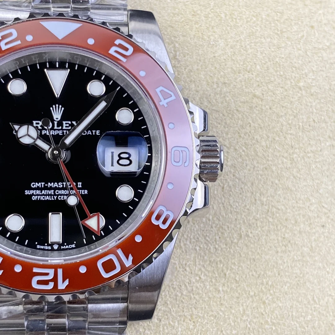 Rolex GMT-Master Steel Red Dial — photographed off the sweep