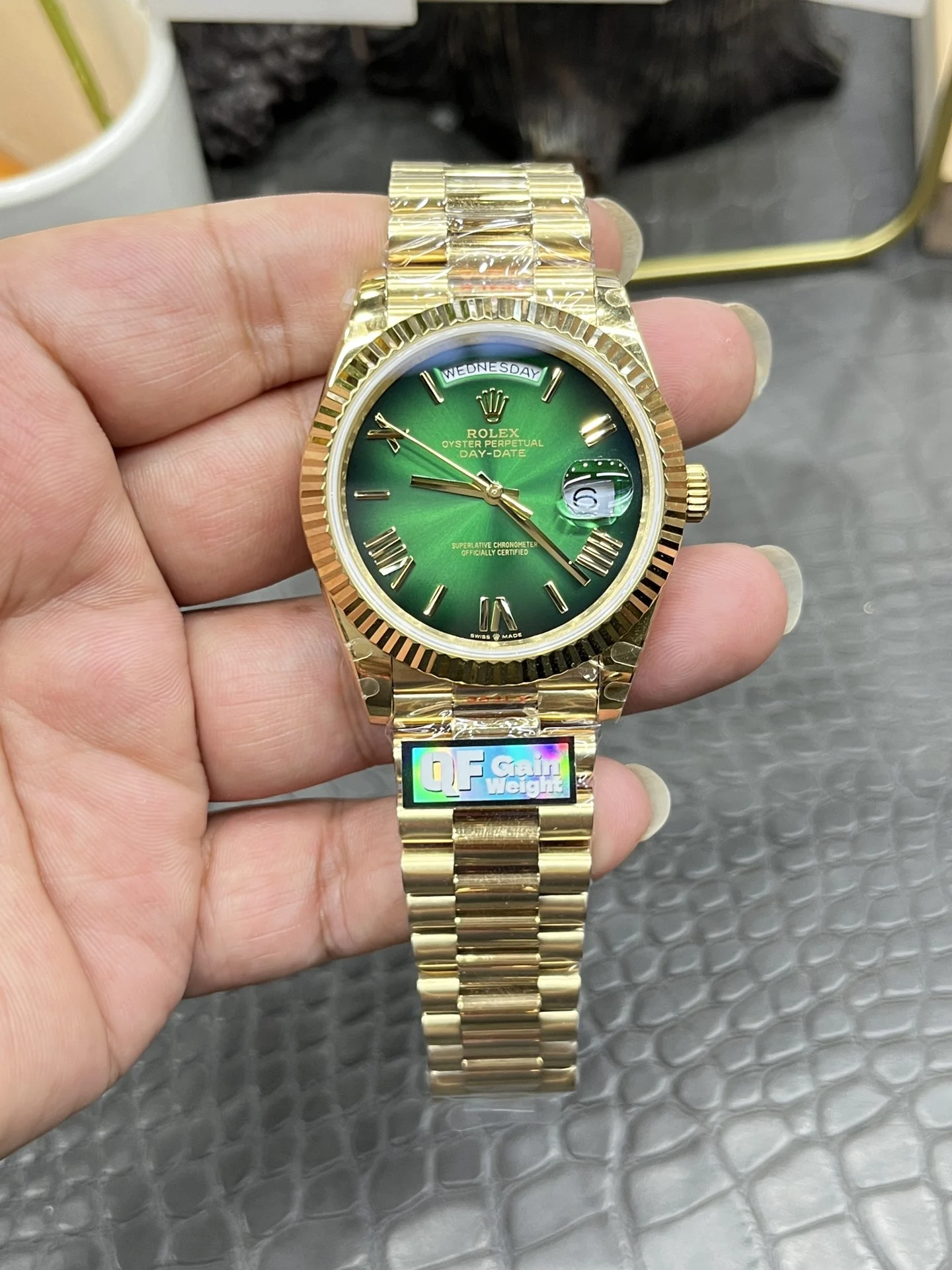 Rolex Green Dial 40mm — photographed off the sweep