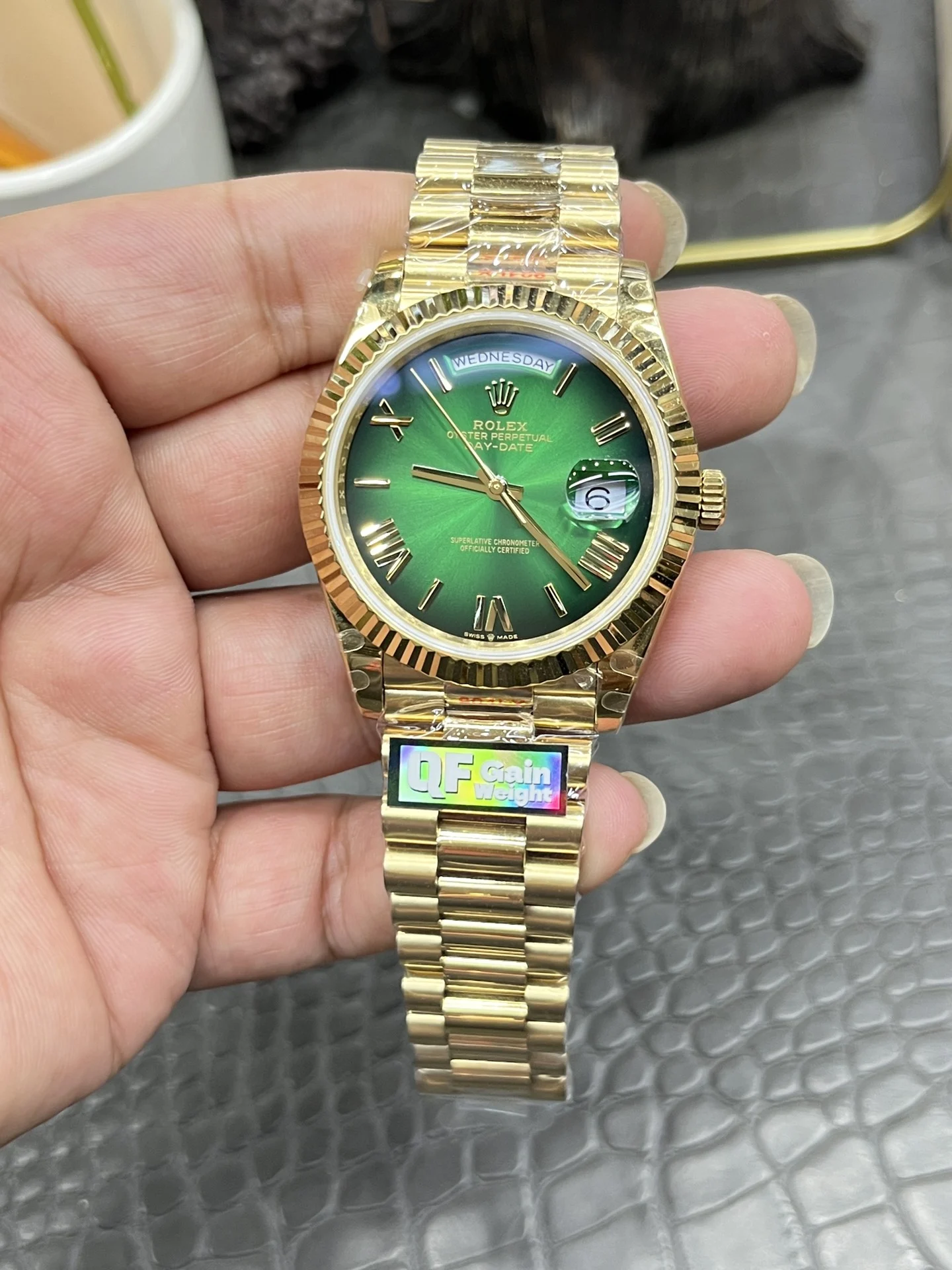 Rolex Green Dial 40mm — photographed off the sweep