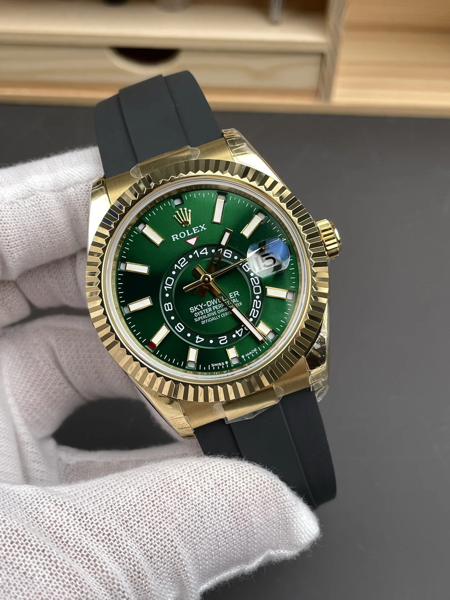 Rolex Green Dial 42mm — photographed off the sweep