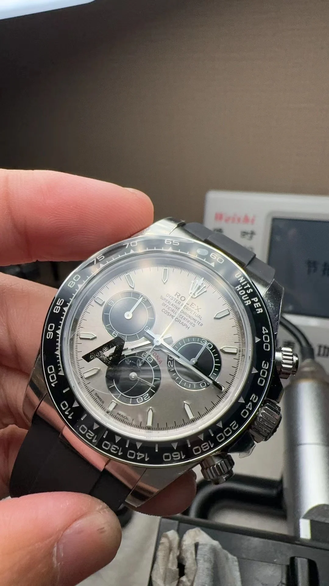 Rolex Grey Dial — photographed off the sweep