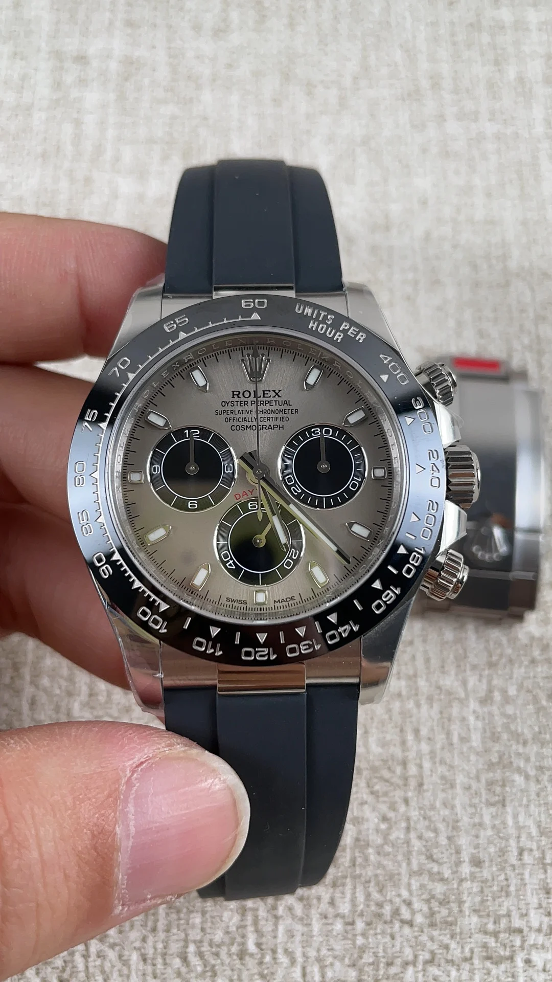 Rolex Grey Dial — photographed off the sweep