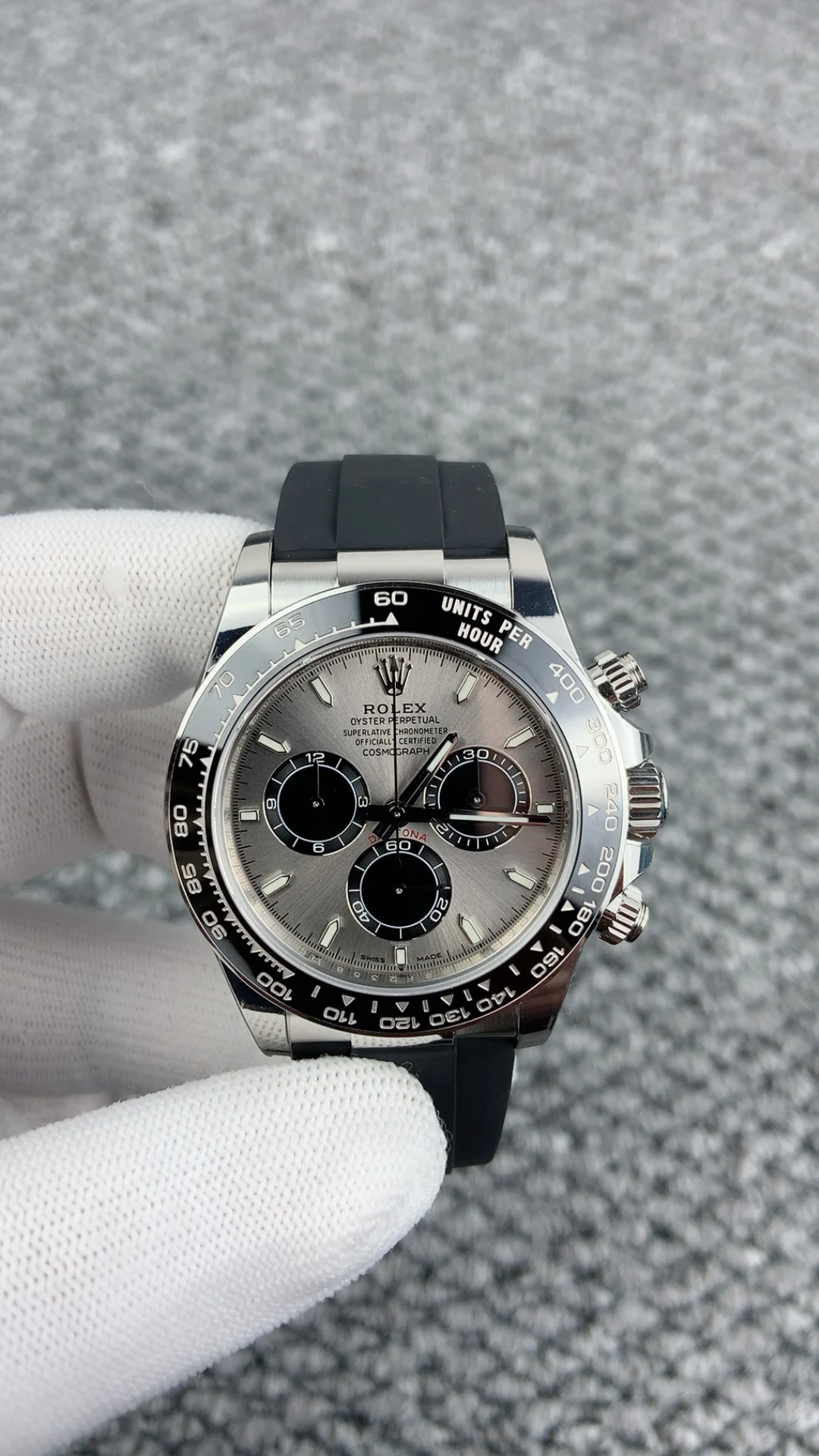 Rolex Grey Dial — photographed off the sweep