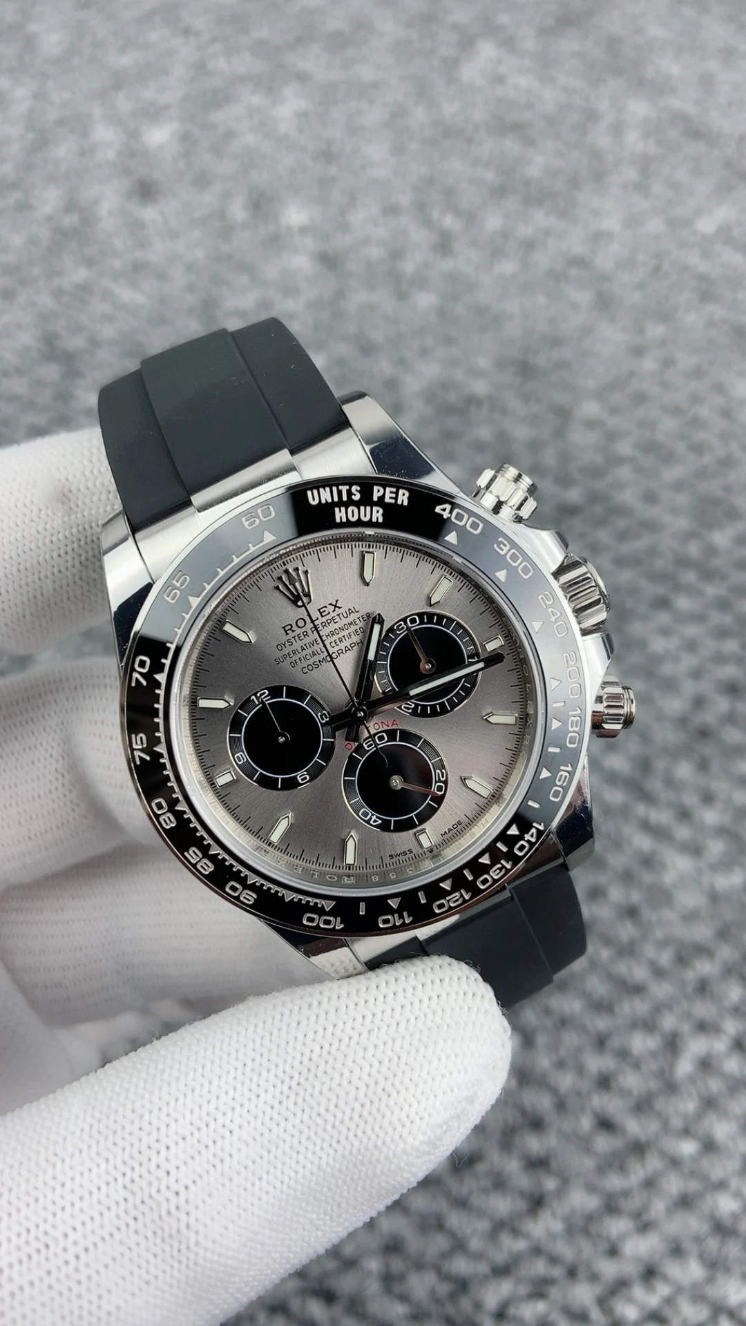Rolex Grey Dial — photographed off the sweep