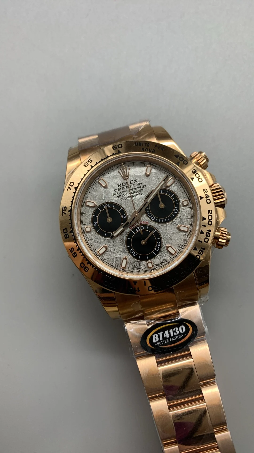 Rolex Meteorite Rose Gold — photographed off the sweep