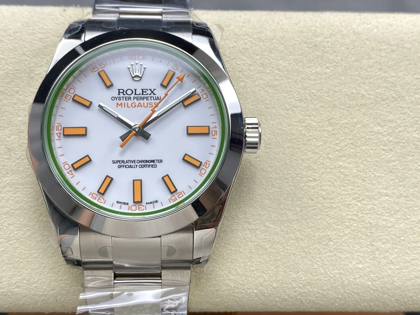 Rolex Milgauss 116400 — photographed off the sweep