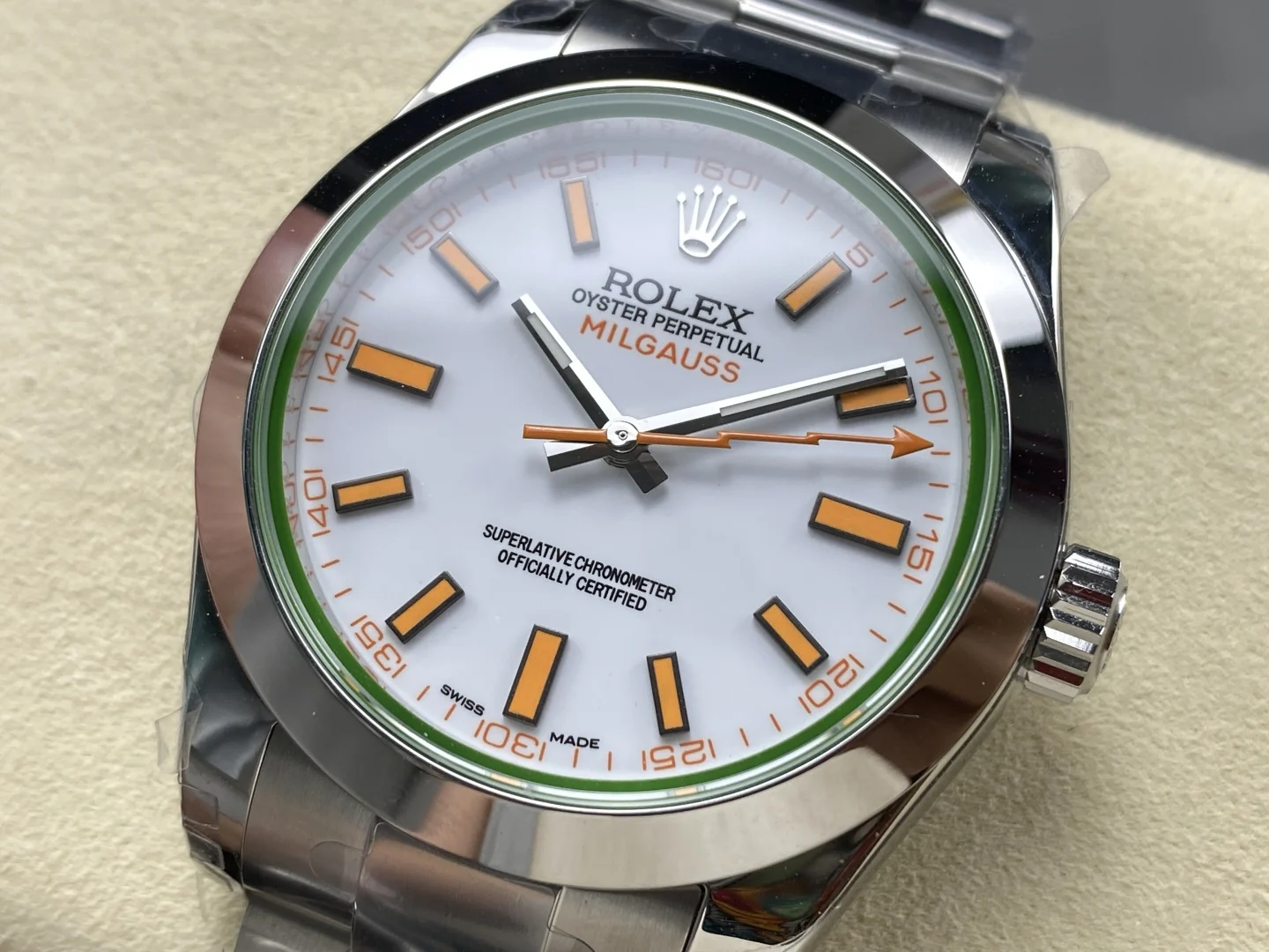Rolex Milgauss 116400 — photographed off the sweep