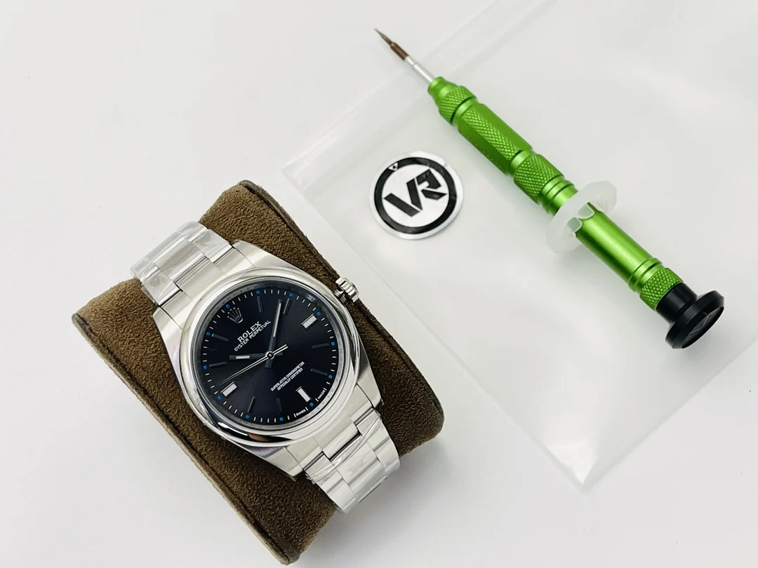 Rolex Oyster Perpetual 114300 — photographed off the sweep