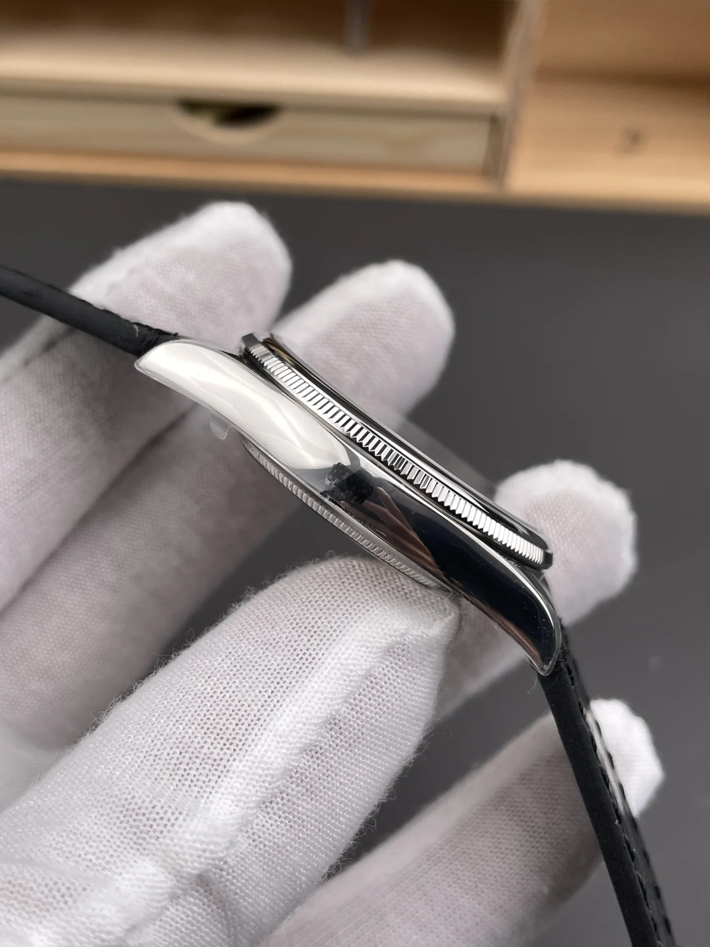 Rolex Oyster Perpetual Black Dial 39mm — photographed off the sweep