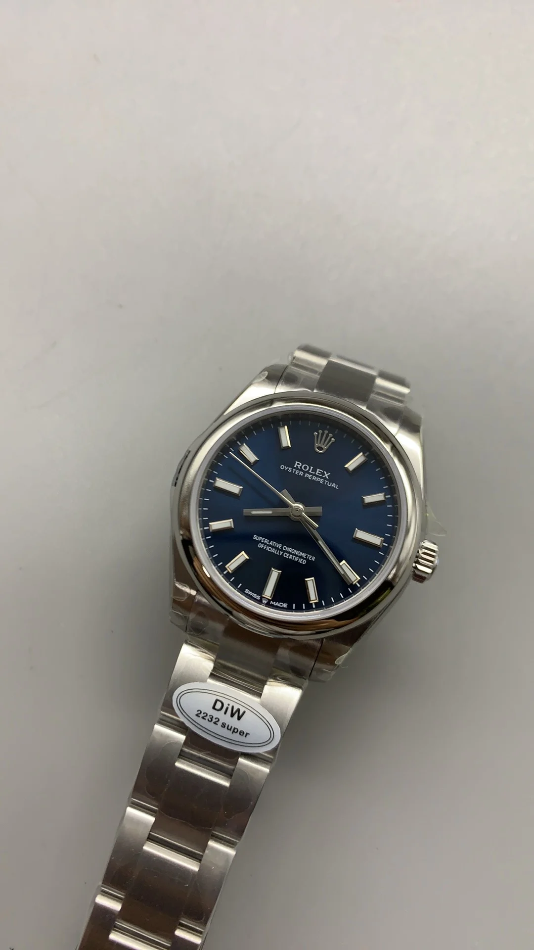 Rolex Oyster Perpetual Blue Dial 31mm — photographed off the sweep