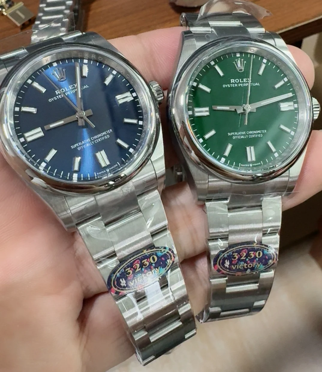 Rolex Oyster Perpetual Blue Dial 36mm — photographed off the sweep