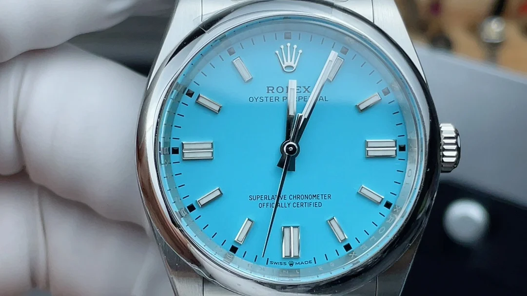 Rolex Oyster Perpetual Blue Dial 36mm — photographed off the sweep