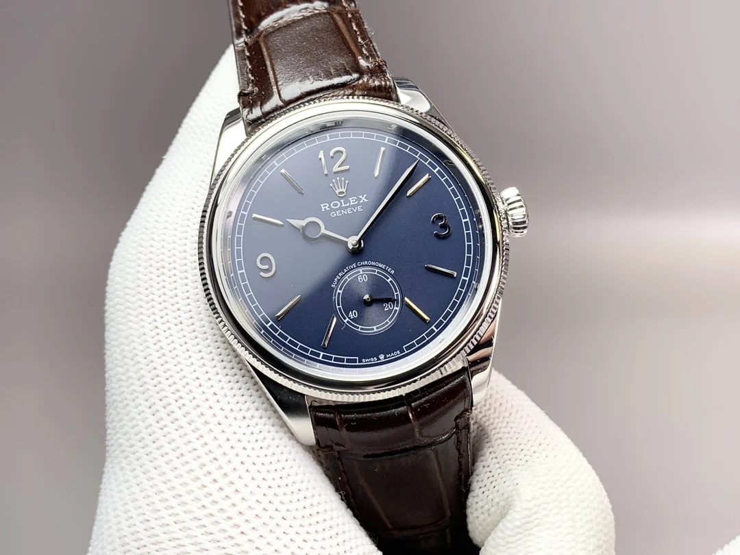 Rolex Oyster Perpetual Blue Dial 39mm — photographed off the sweep