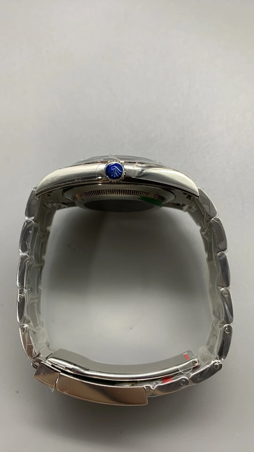 Rolex Oyster Perpetual Blue Dial 39mm — photographed off the sweep
