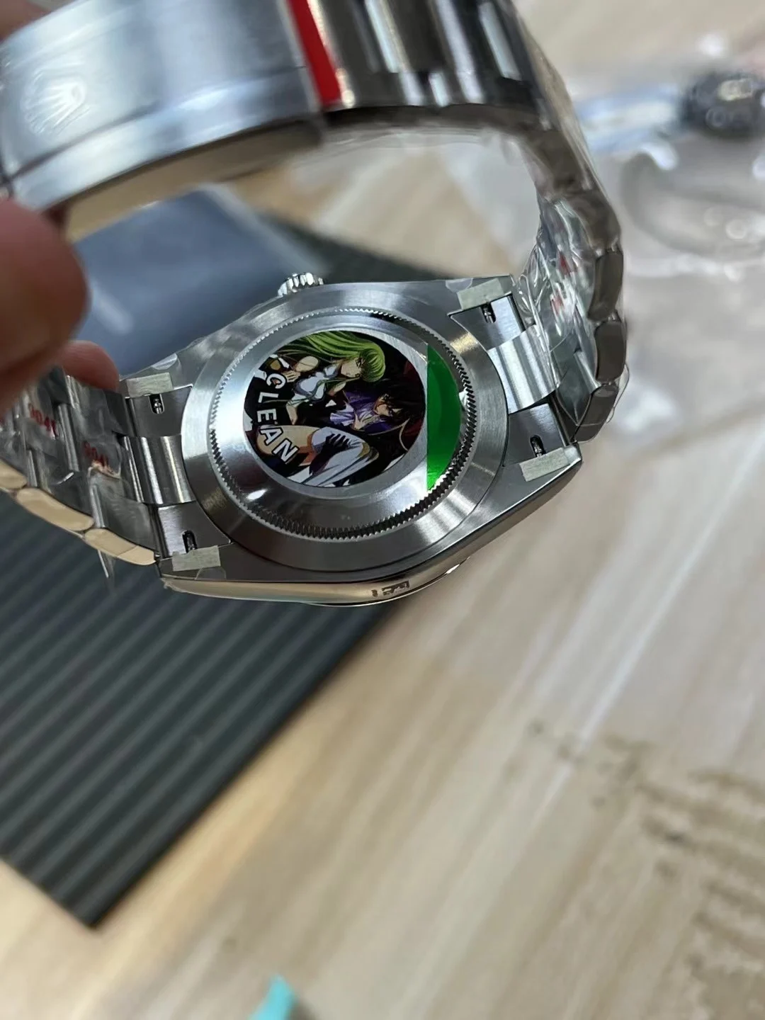 Rolex Oyster Perpetual Green Dial — photographed off the sweep