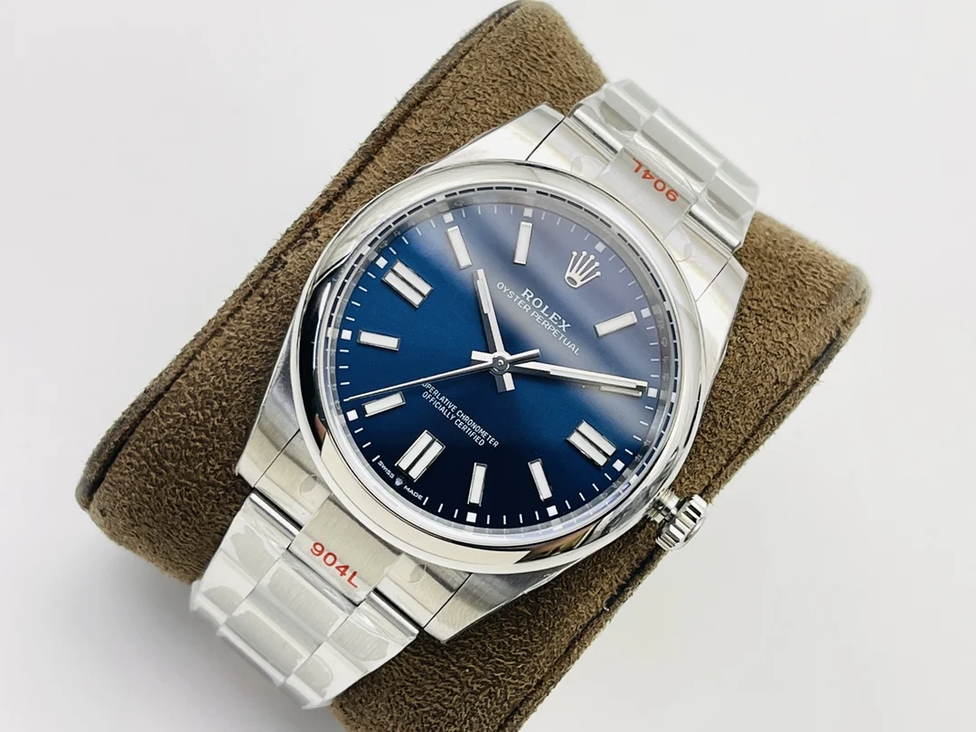 Rolex Oyster Perpetual Ice Blue Blue Dial 41mm — photographed off the sweep