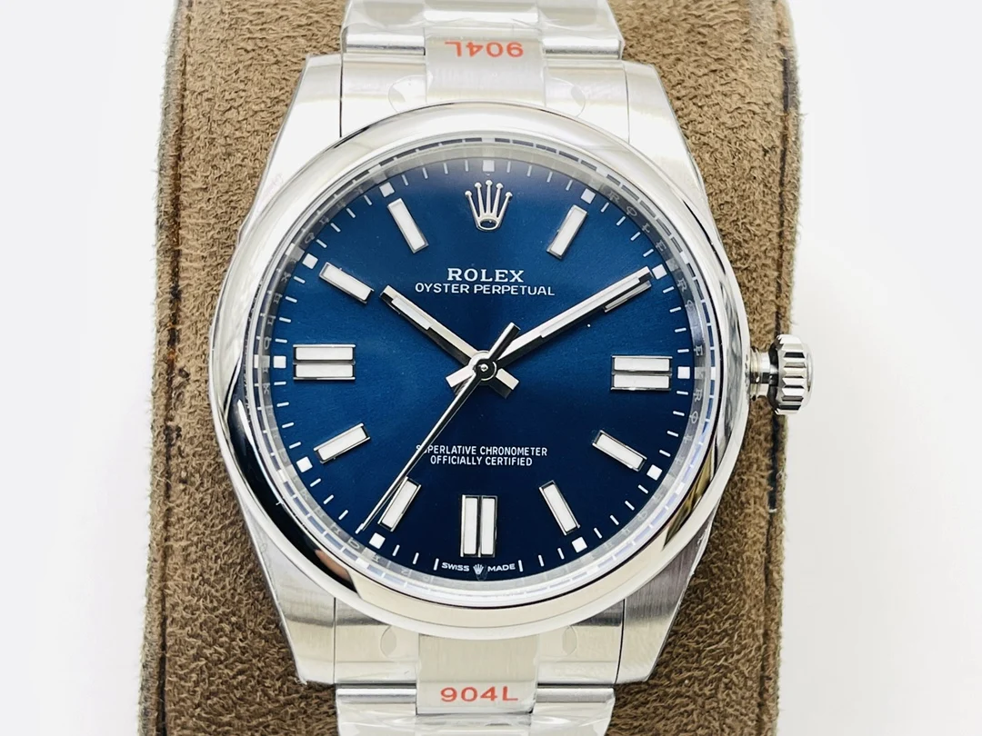 Rolex Oyster Perpetual Ice Blue Blue Dial 41mm — photographed off the sweep