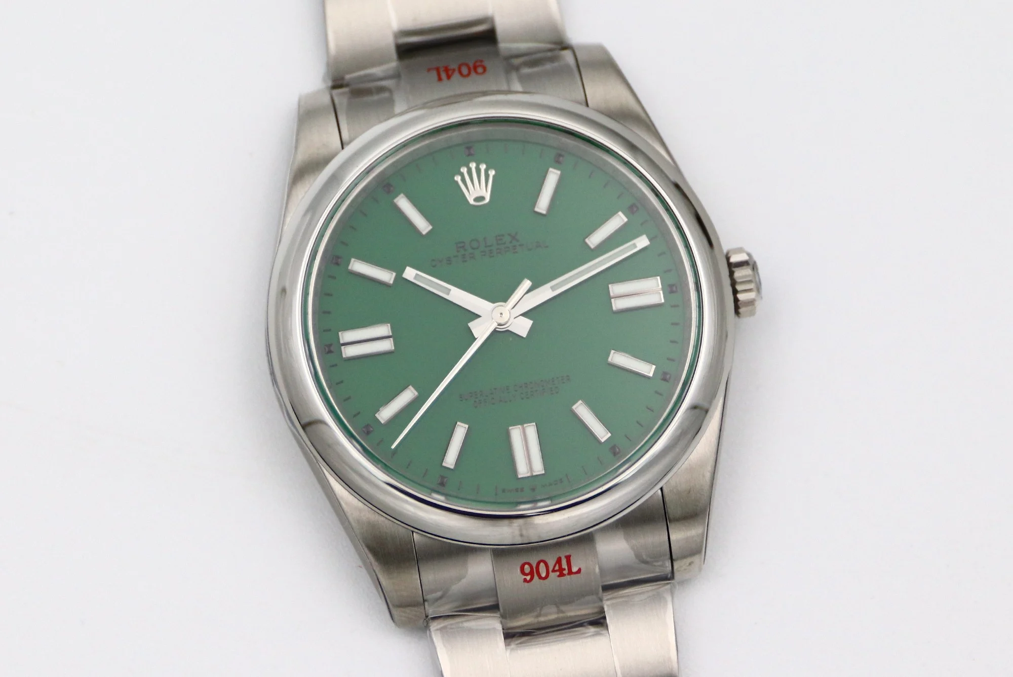 Rolex Oyster Perpetual Ice Blue Steel Blue Dial 41mm — detail
