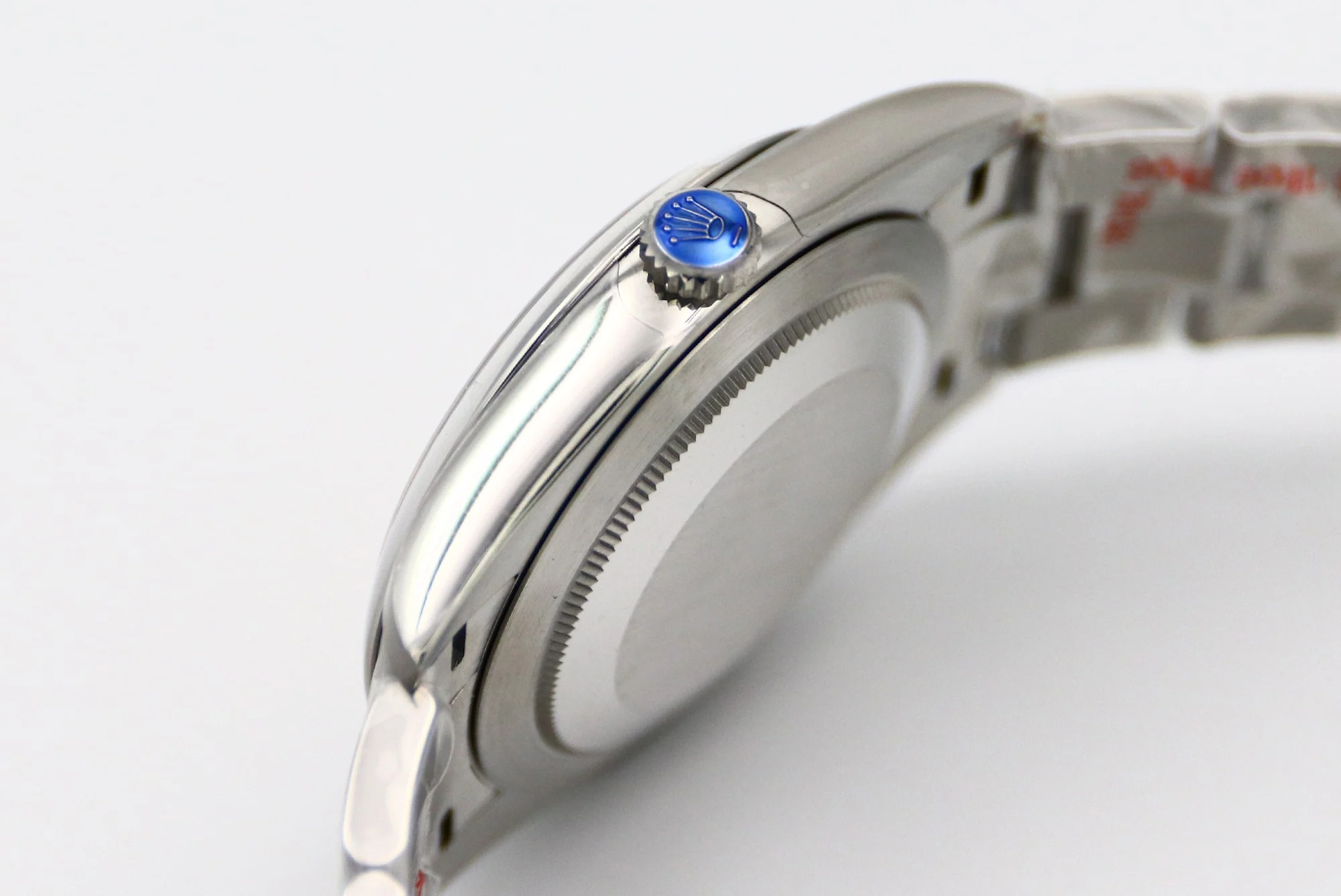 Rolex Oyster Perpetual Ice Blue Steel Blue Dial 41mm — photographed off the sweep