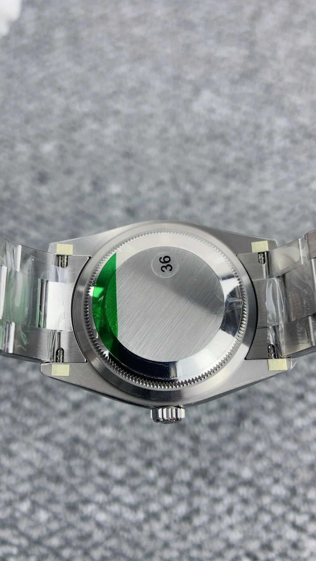 Rolex Oyster Perpetual Pink Dial 36mm — photographed off the sweep