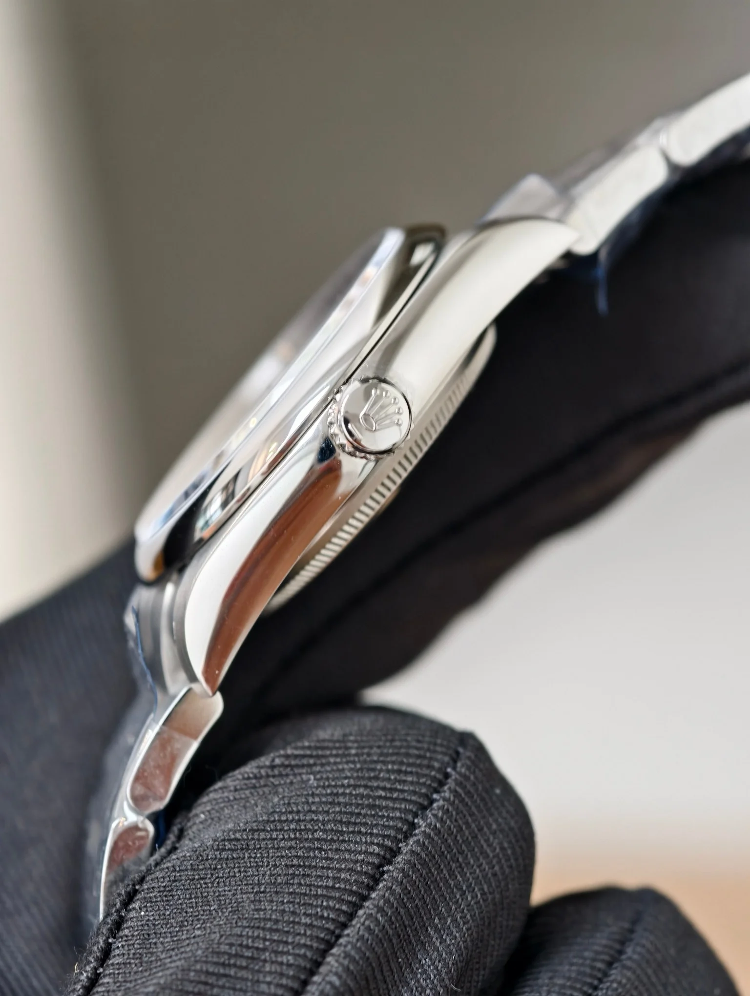 Rolex Oyster Perpetual Purple Dial 36mm — photographed off the sweep