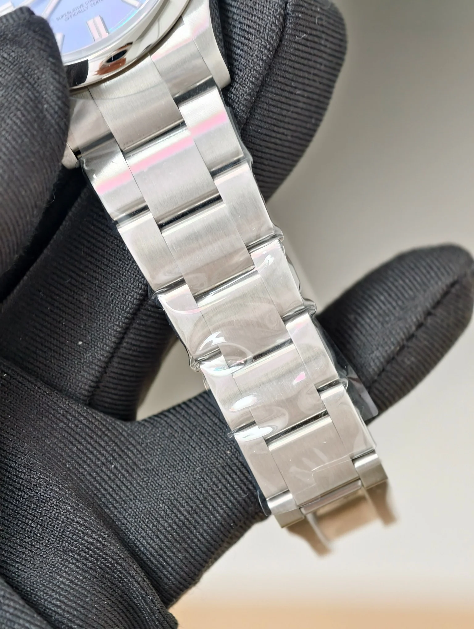 Rolex Oyster Perpetual Purple Dial 36mm — photographed off the sweep