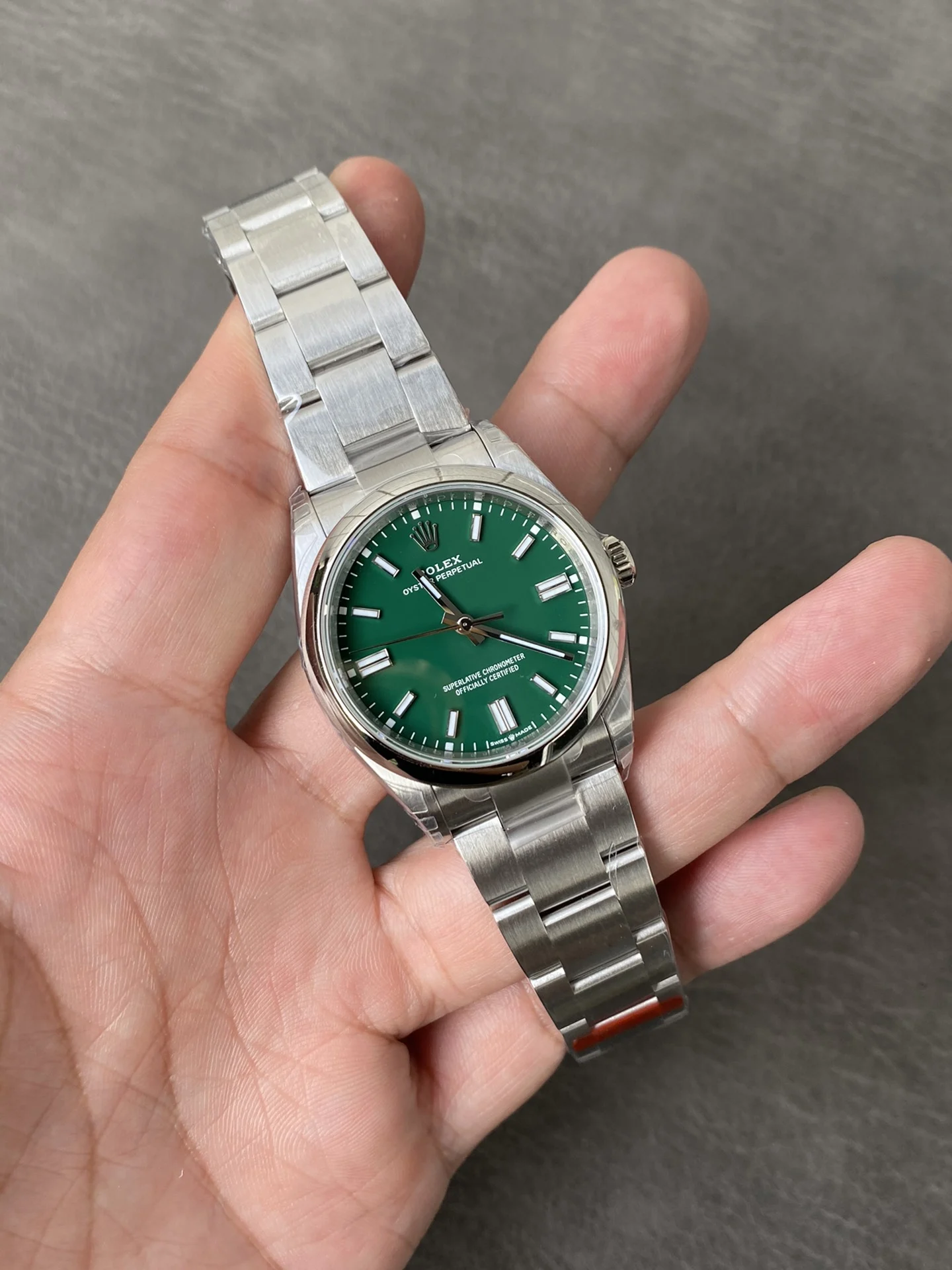 Rolex Oyster Perpetual Steel — photographed off the sweep
