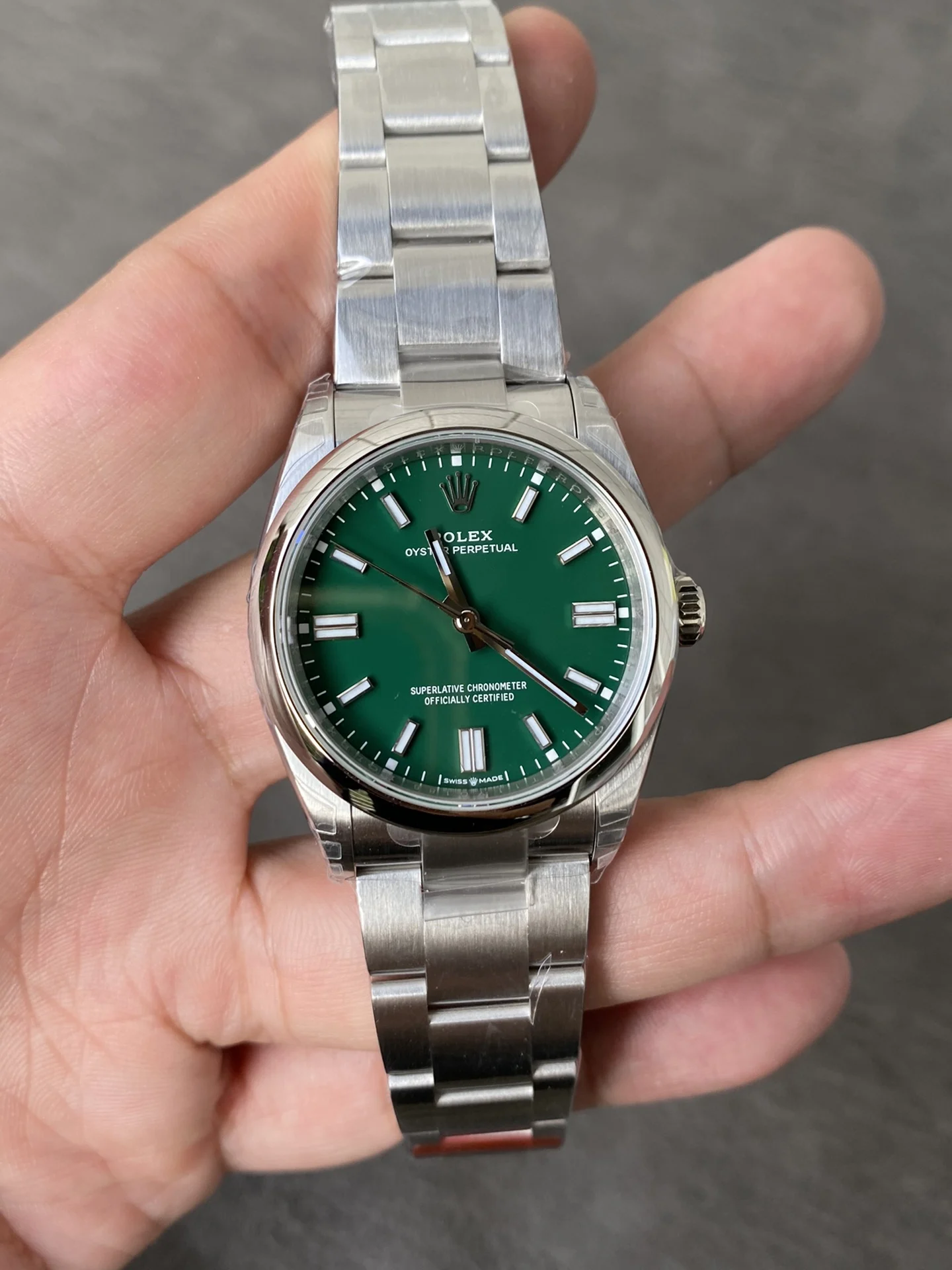 Rolex Oyster Perpetual Steel — photographed off the sweep