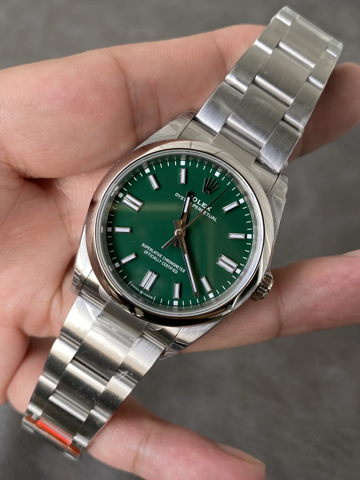 Rolex Oyster Perpetual Steel — photographed off the sweep