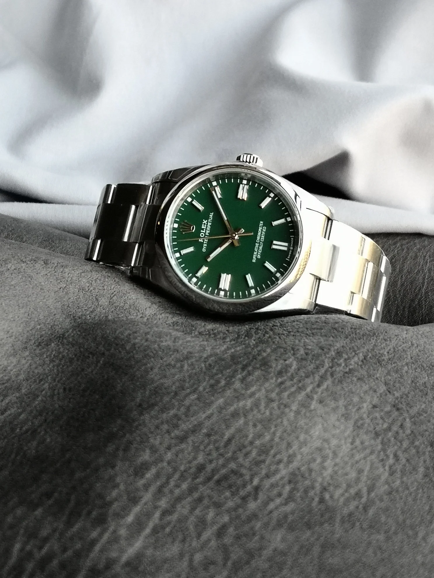 Rolex Oyster Perpetual Tiffany 126000 — photographed off the sweep