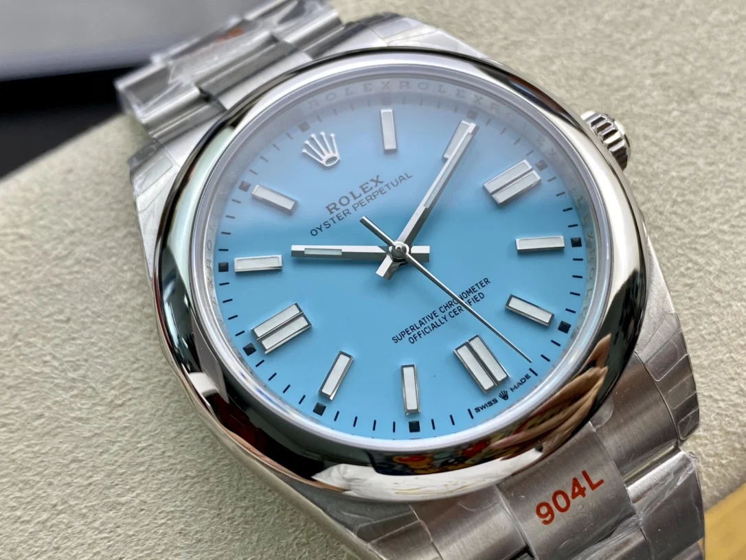 Rolex Oyster Perpetual Tiffany Steel — photographed off the sweep