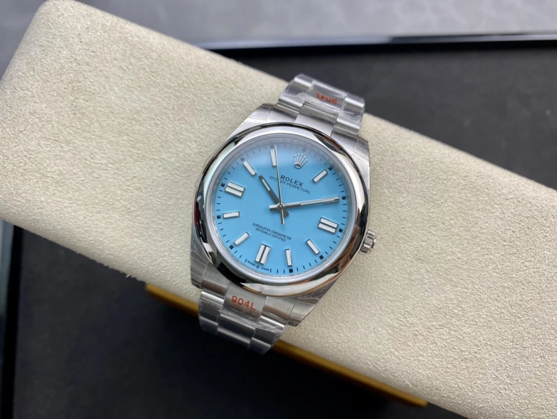 Rolex Oyster Perpetual Tiffany Steel — photographed off the sweep