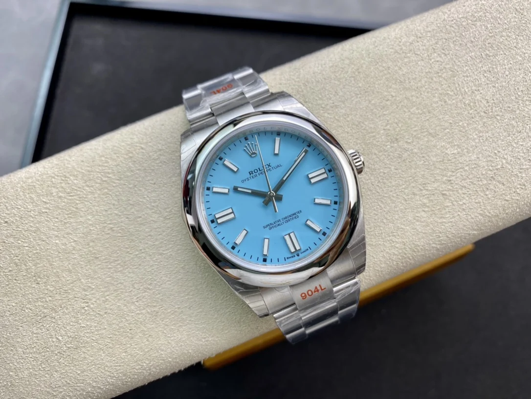 Rolex Oyster Perpetual Tiffany Steel — photographed off the sweep