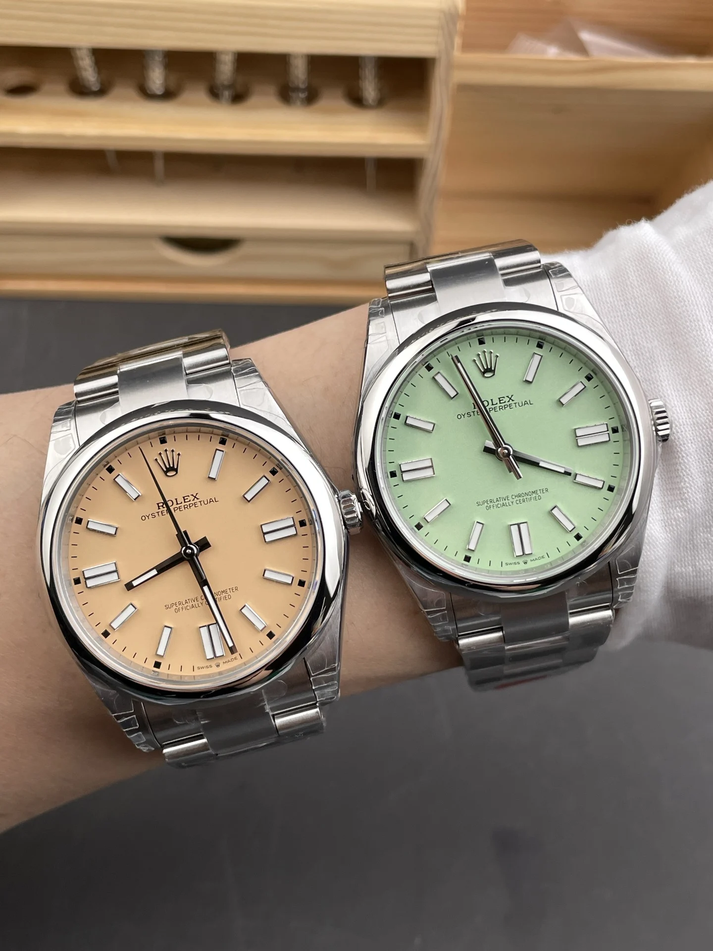 Rolex Oyster Perpetual Two-Tone Green Dial