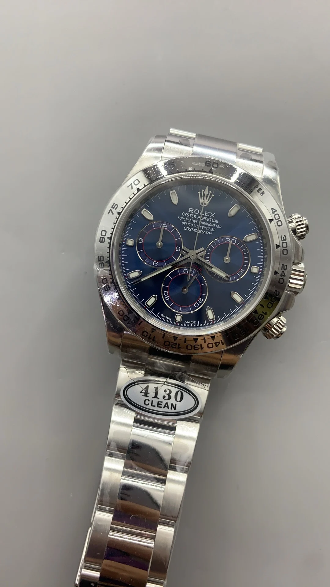 Rolex Platinum Blue Dial — photographed off the sweep