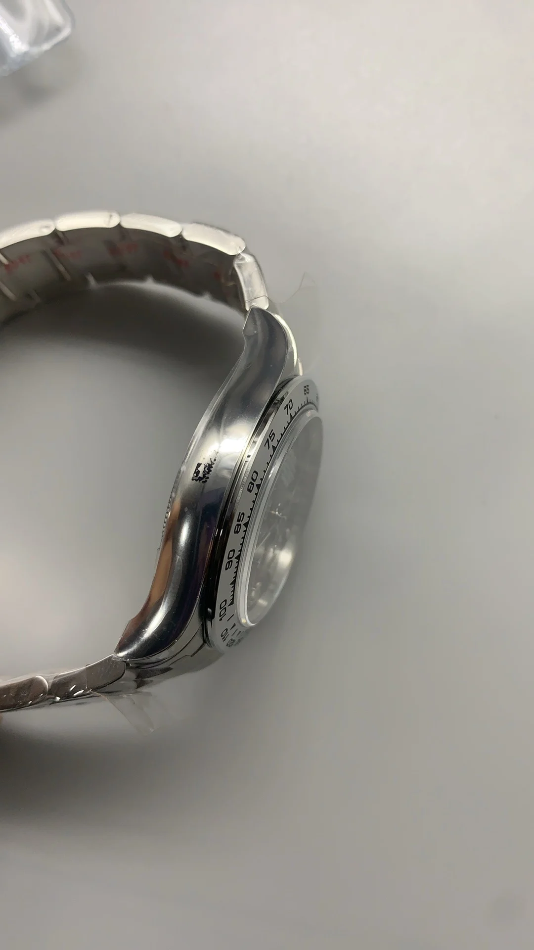 Rolex Platinum Grey Dial — photographed off the sweep