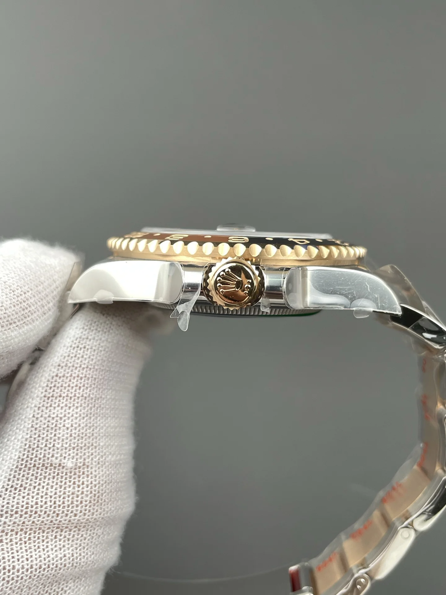 Rolex Root Beer Two-Tone 40mm — photographed off the sweep