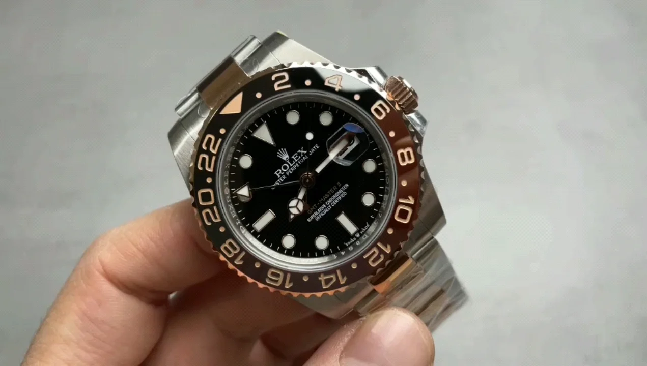 Rolex Root Beer Two-Tone — photographed off the sweep