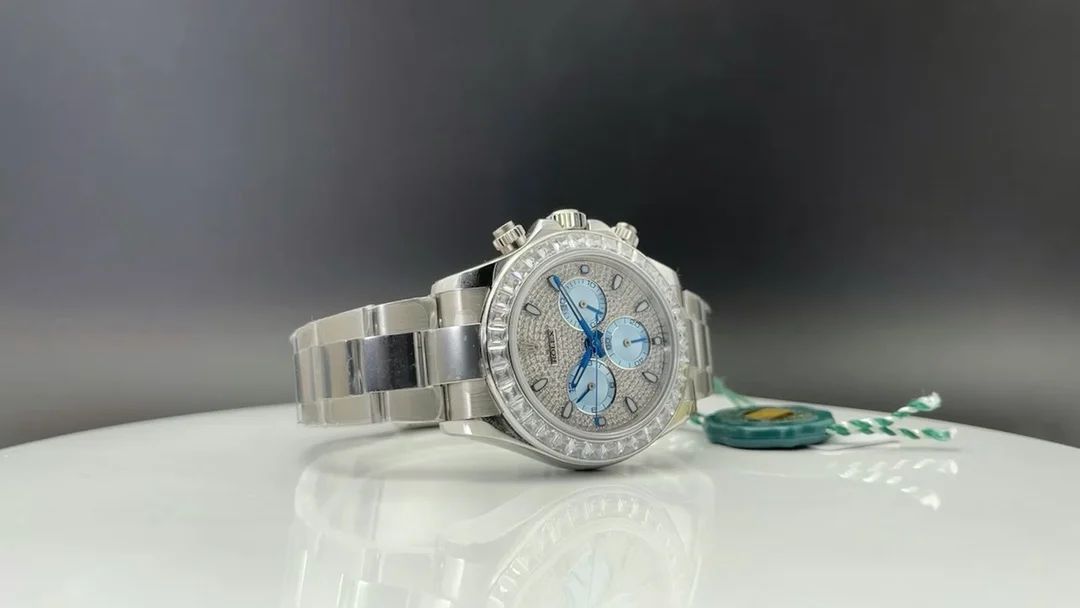 Rolex Rose Gold Blue Dial — photographed off the sweep