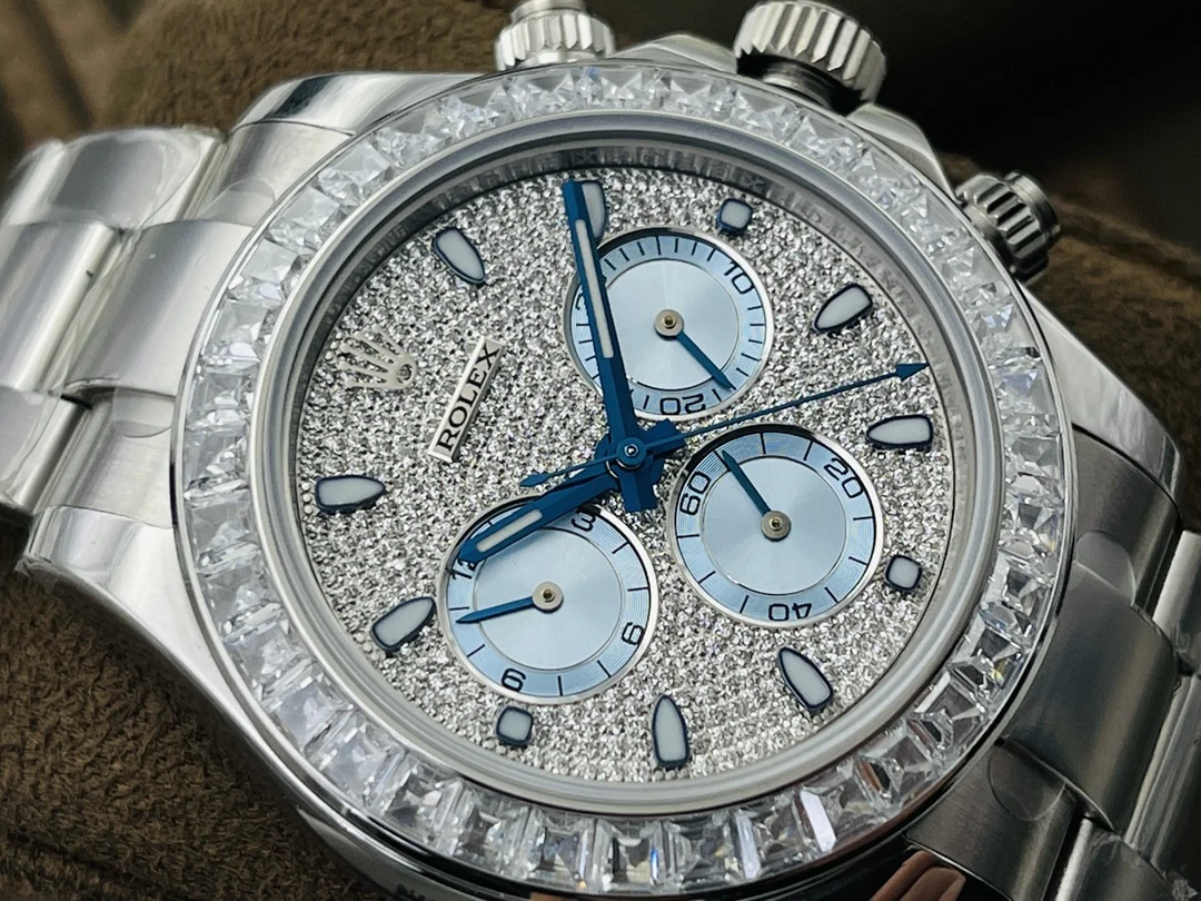 Rolex Rose Gold Blue Dial — photographed off the sweep